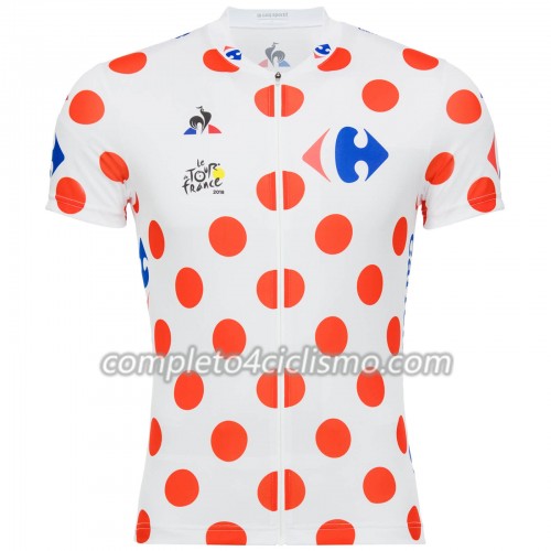 Maglia Bianca con pois Rossi 2018 Tour De France Manica Corta