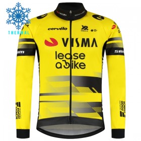 Completo Maglia ML + Pantaloncino con bretelle ML 2025 Visma Lease A Bike Winter Invernale Giallo