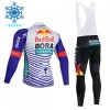 Completo Maglia ML + Pantaloncino con bretelle ML 2026 BORA-Hansgrohe Bull Winter Invernale Rosso Bianco