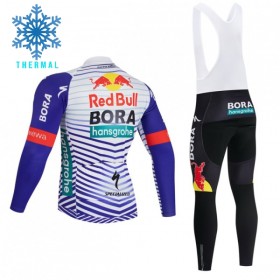 Completo Maglia ML + Pantaloncino con bretelle ML 2026 BORA-Hansgrohe Bull Winter Invernale Rosso Bianco