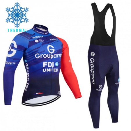 Completo Maglia ML + Pantaloncino con bretelle ML 2026 Groupama FDJ Winter Invernale Blu Completo Maglia ML + Pantaloncino con bretelle ML 2026 Groupama FDJ Winter Invernale Blu