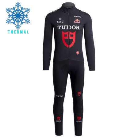 Completo Maglia ML + Pantaloncino con bretelle ML 2026 Tudor Pro Cycling Team Winter Invernale Nero Completo Maglia ML + Pantaloncino con bretelle ML 2026 Tudor Pro Cycling Team Winter Invernale Nero