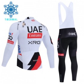 Completo Maglia ML + Pantaloncino con bretelle ML 2026 UAE TEAM EMIRATES XRG Winter Invernale Bianco