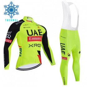 Completo Maglia ML + Pantaloncino con bretelle ML 2026 UAE TEAM EMIRATES XRG Winter Invernale Giallo