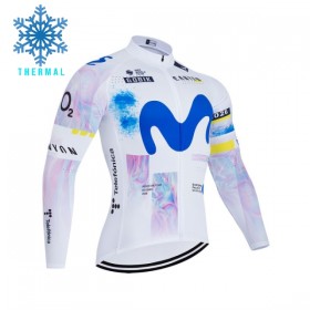 Maglia 2026 Movistar Team Manica Lunga Winter Invernale Bianco