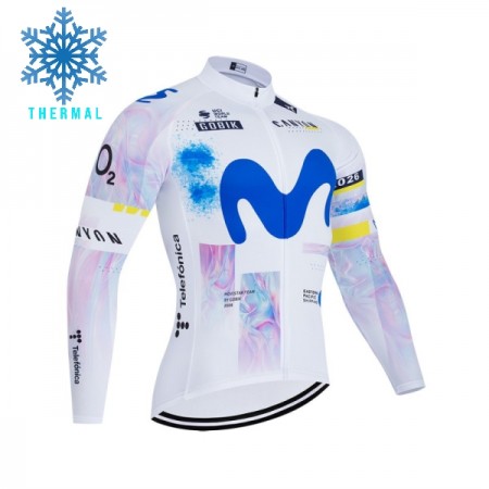 Maglia 2026 Movistar Team Manica Lunga Winter Invernale Bianco