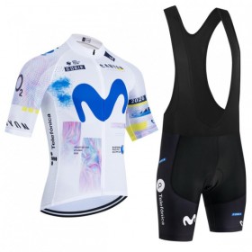 Completo Maglia 2026 Movistar Team (Bib Shots) Manica Corta Bianco