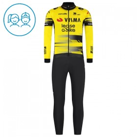 Completo Maglia ML + Pantaloncino con bretelle ML 2025 Visma Lease A Bike Giallo Bambini