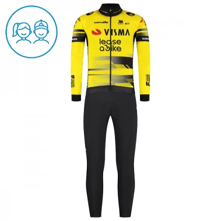 Completo Maglia ML + Pantaloncino con bretelle ML 2025 Visma Lease A Bike Giallo Bambini