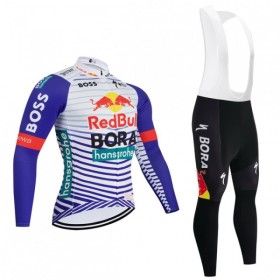 Completo Maglia ML + Pantaloncino con bretelle ML 2026 BORA-Hansgrohe Bull Rosso Bianco