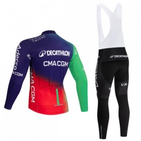 Completo Maglia ML + Pantaloncino con bretelle ML 2026 Decathlon CMA CGM Blu