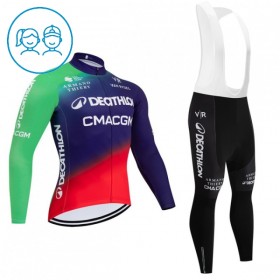 Completo Maglia ML + Pantaloncino con bretelle ML 2026 Decathlon CMA CGM Blu Bambini