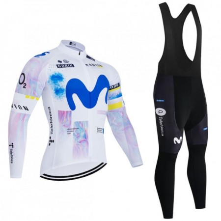 Completo Maglia ML + Pantaloncino con bretelle ML 2026 Movistar Team Bianco