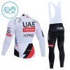 Completo Maglia ML + Pantaloncino con bretelle ML 2026 UAE TEAM EMIRATES XRG Bianco Bambini