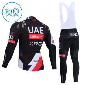 Completo Maglia ML + Pantaloncino con bretelle ML 2026 UAE TEAM EMIRATES XRG Nero Bambini