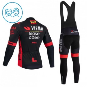 Completo Maglia ML + Pantaloncino con bretelle ML 2026 Visma Lease A Bike Nero Bambini