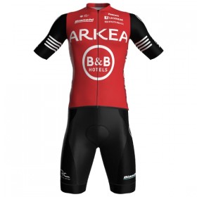 Completo Maglia + Pantaloncino con bretelle 2025 Arkea-B B Hotels Manica Corta Rosso