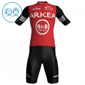 Completo Maglia + Pantaloncino con bretelle 2025 Arkea-B B Hotels Manica Corta Rosso Bambini