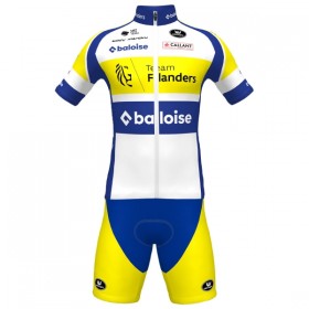 Completo Maglia + Pantaloncino con bretelle 2025 Flanders Baloise Manica Corta Bianco