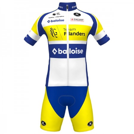 Completo Maglia + Pantaloncino con bretelle 2025 Flanders Baloise Manica Corta Bianco Completo Maglia + Pantaloncino con bretelle 2025 Flanders Baloise Manica Corta Bianco