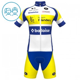 Completo Maglia + Pantaloncino con bretelle 2025 Flanders Baloise Manica Corta Bianco Bambini