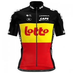 Completo Maglia + Pantaloncino con bretelle 2025 Lotto Campione Del Belgio Manica Corta Rosso