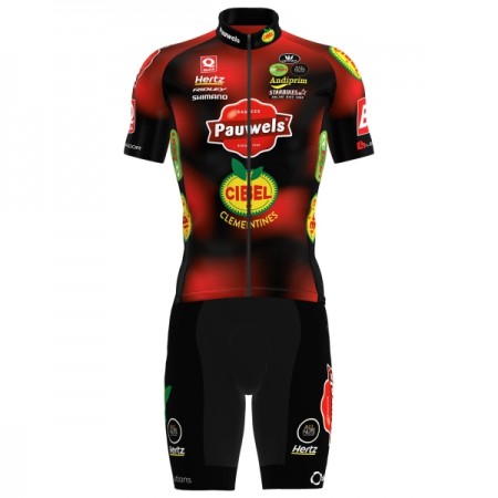 Completo Maglia + Pantaloncino con bretelle 2025 Pauwels Sauzen Cibel Clementines Manica Corta Rosso Completo Maglia + Pantaloncino con bretelle 2025 Pauwels Sauzen Cibel Clementines Manica Corta Rosso