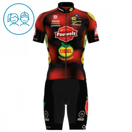 Completo Maglia + Pantaloncino con bretelle 2025 Pauwels Sauzen Cibel Clementines Manica Corta Rosso Bambini Completo Maglia + Pantaloncino con bretelle 2025 Pauwels Sauzen Cibel Clementines Manica Corta Rosso Bambini