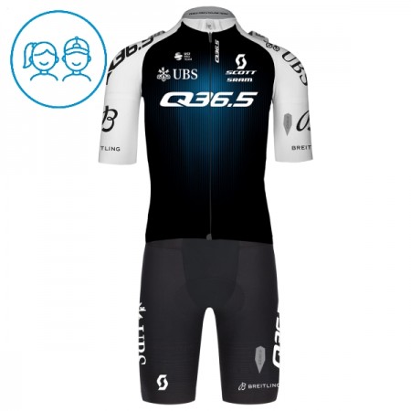 Completo Maglia + Pantaloncino con bretelle 2025 Q36.5 Pro Cycling Team Manica Corta Nero Bambini Completo Maglia + Pantaloncino con bretelle 2025 Q36.5 Pro Cycling Team Manica Corta Nero Bambini