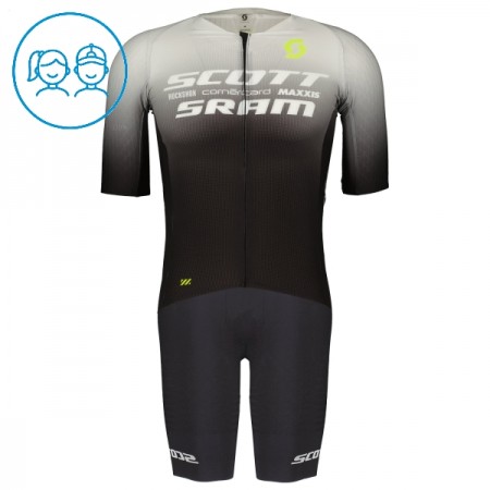 Completo Maglia + Pantaloncino con bretelle 2025 Scott Sram Manica Corta Nero Bambini Completo Maglia + Pantaloncino con bretelle 2025 Scott Sram Manica Corta Nero Bambini