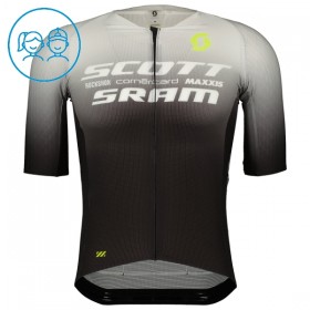 Completo Maglia + Pantaloncino con bretelle 2025 Scott Sram Manica Corta Nero Bambini