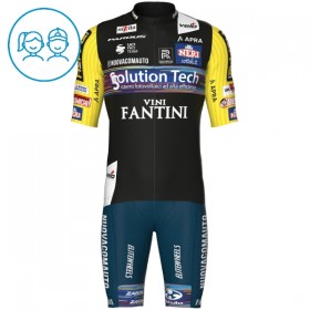 Completo Maglia + Pantaloncino con bretelle 2025 Solution Tech Vini Fantini Manica Corta Nero Bambini