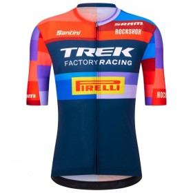 Completo Maglia + Pantaloncino con bretelle 2025 Trek Factory Racing Manica Corta Blu