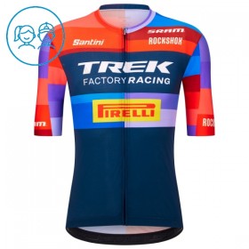 Completo Maglia + Pantaloncino con bretelle 2025 Trek Factory Racing Manica Corta Blu Bambini