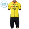 Completo Maglia + Pantaloncino con bretelle 2025 Visma Lease A Bike Campione Del Belgio Manica Corta Giallo Bambini Completo Maglia + Pantaloncino con bretelle 2025 Visma Lease A Bike Campione Del Belgio Manica Corta Giallo Bambini