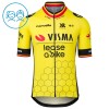 Completo Maglia + Pantaloncino con bretelle 2025 Visma Lease A Bike Campione Del Belgio Manica Corta Giallo Bambini