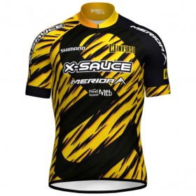 Completo Maglia + Pantaloncino con bretelle 2025 X-Sauce Factory Team Manica Corta Nero