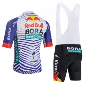 Completo Maglia + Pantaloncino con bretelle 2026 BORA-Hansgrohe Bull Manica Corta Rosso Bianco