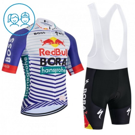 Completo Maglia + Pantaloncino con bretelle 2026 BORA-Hansgrohe Bull Manica Corta Rosso Bianco Bambini Completo Maglia + Pantaloncino con bretelle 2026 BORA-Hansgrohe Bull Manica Corta Rosso Bianco Bambini