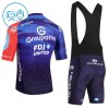 Completo Maglia + Pantaloncino con bretelle 2026 Groupama FDJ Manica Corta Blu Bambini