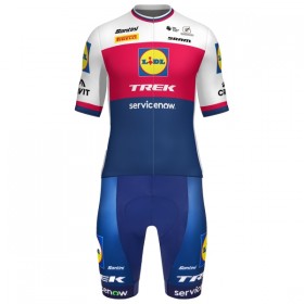 Completo Maglia + Pantaloncino con bretelle 2026 Lidl-Trek Czech Champion Manica Corta Blu