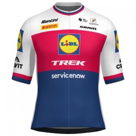 Completo Maglia + Pantaloncino con bretelle 2026 Lidl-Trek Czech Champion Manica Corta Blu
