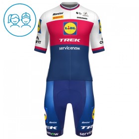 Completo Maglia + Pantaloncino con bretelle 2026 Lidl-Trek Czech Champion Manica Corta Blu Bambini