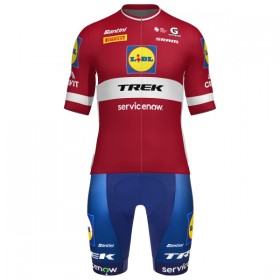 Completo Maglia + Pantaloncino con bretelle 2026 Lidl-Trek Latvian Champion Manica Corta Rosso