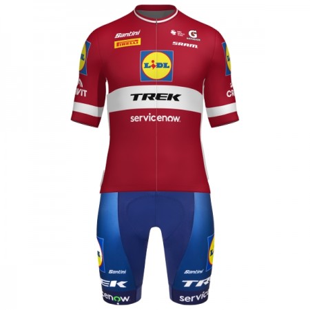Completo Maglia + Pantaloncino con bretelle 2026 Lidl-Trek Latvian Champion Manica Corta Rosso Completo Maglia + Pantaloncino con bretelle 2026 Lidl-Trek Latvian Champion Manica Corta Rosso