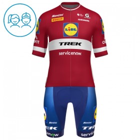Completo Maglia + Pantaloncino con bretelle 2026 Lidl-Trek Latvian Champion Manica Corta Rosso Bambini
