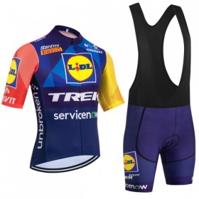 Completo Maglia + Pantaloncino con bretelle 2026 Lidl-Trek Manica Corta Blu