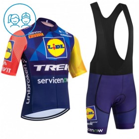 Completo Maglia + Pantaloncino con bretelle 2026 Lidl-Trek Manica Corta Blu Bambini