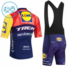 Completo Maglia + Pantaloncino con bretelle 2026 Lidl-Trek Manica Corta Blu Bambini