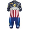 Completo Maglia + Pantaloncino con bretelle 2026 Lidl-Trek US-American Champion Manica Corta Blu Completo Maglia + Pantaloncino con bretelle 2026 Lidl-Trek US-American Champion Manica Corta Blu